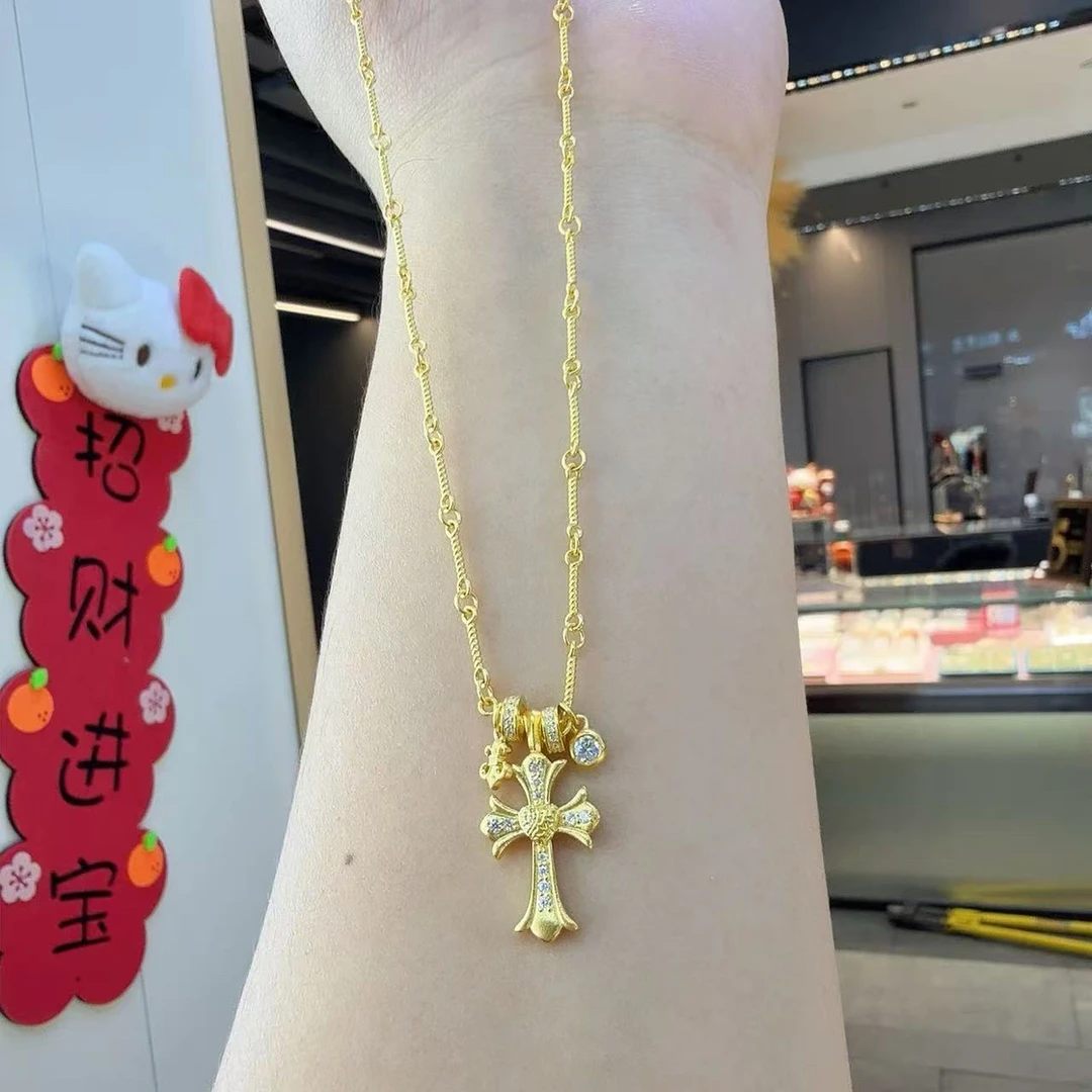 展厅专场【十字架】足金 999 轻奢高级黄金套链  145附加