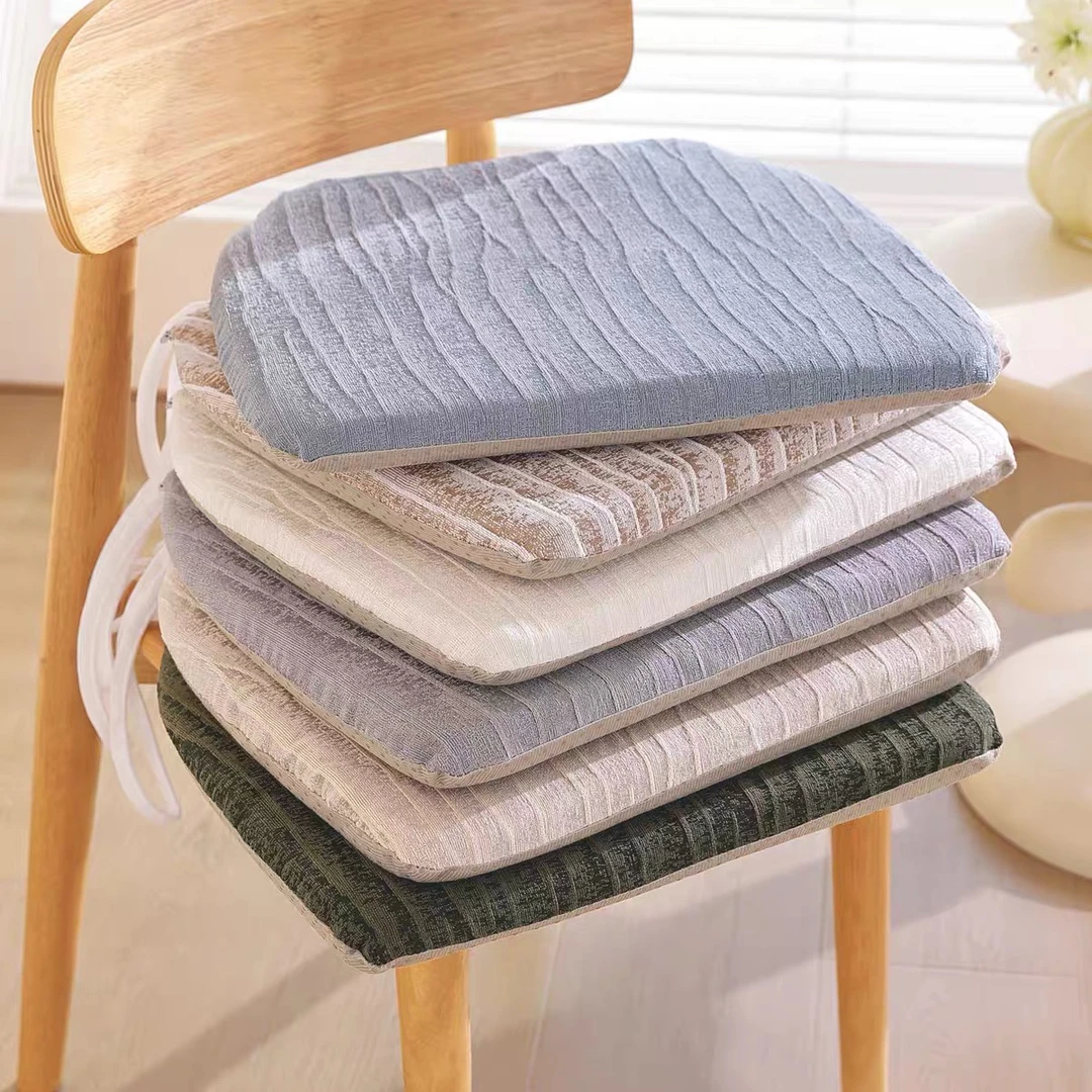 雪尼尔椅子坐垫四季通用马蹄形餐椅垫子可爱办公室久坐防滑座垫