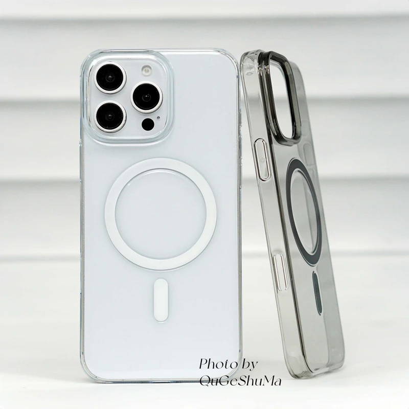 不发黄透明PC拍照按键壳16promax手机壳新款iphone磁吸壳无线充电