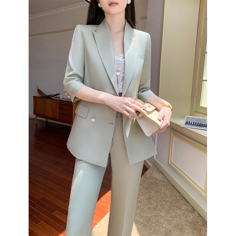 七分袖西装套装女夏季薄款2025新款气质洋气高端高级感夏天西服