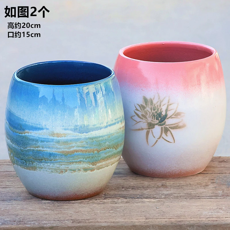 多肉花盆蛋壳陶瓷罐盆栽透气创意绿植老桩粗陶盆2227