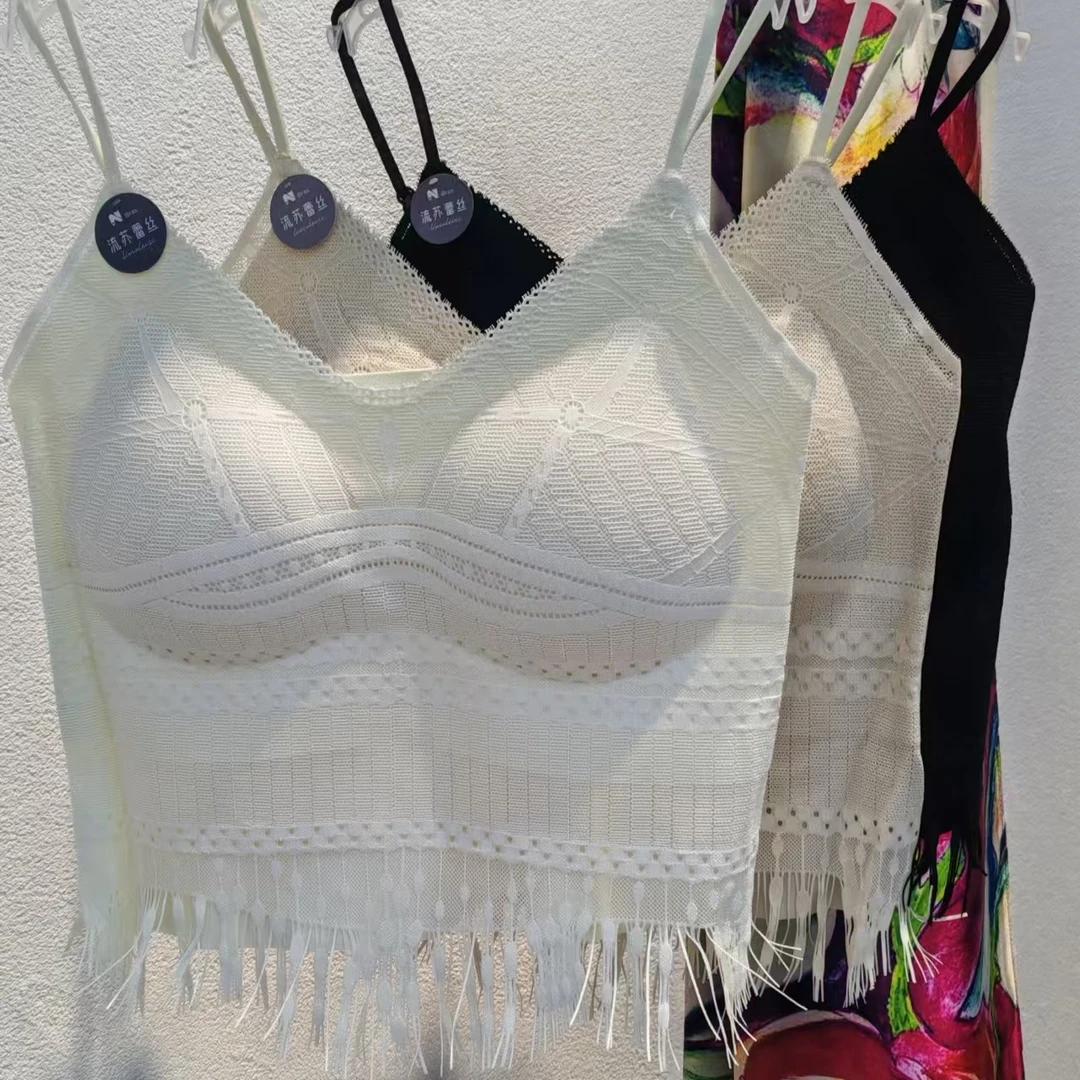 甜妹流苏无袖吊带夏季短款