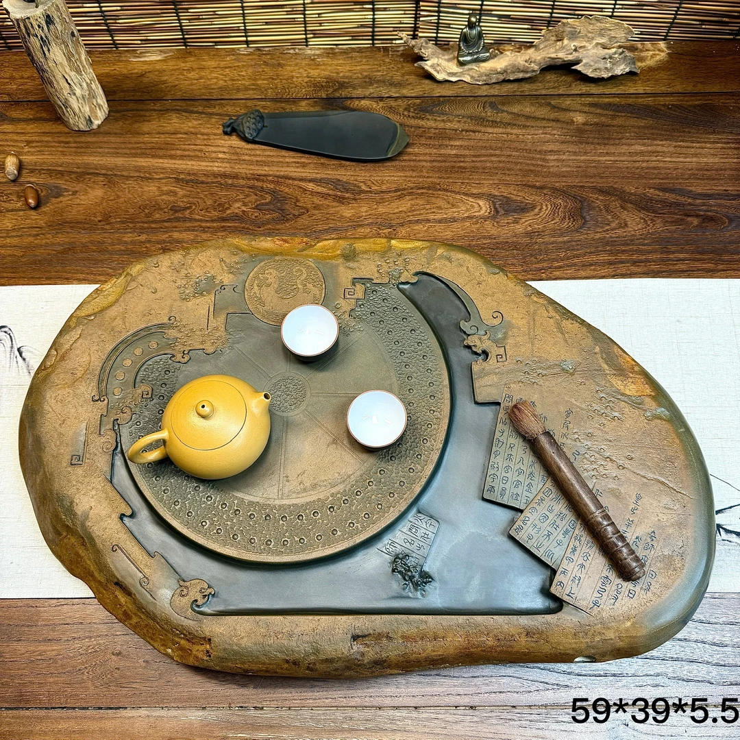 【青铜笔笺】歙砚石茶盘原石手工雕刻原产地之乡婺源源头工厂直销