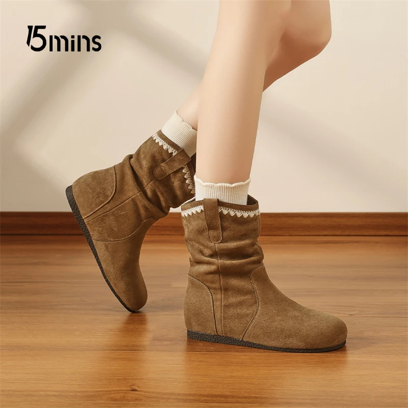 15MINS/15分钟小个子增高瘦瘦靴女百搭时装靴气质配裙子小短靴