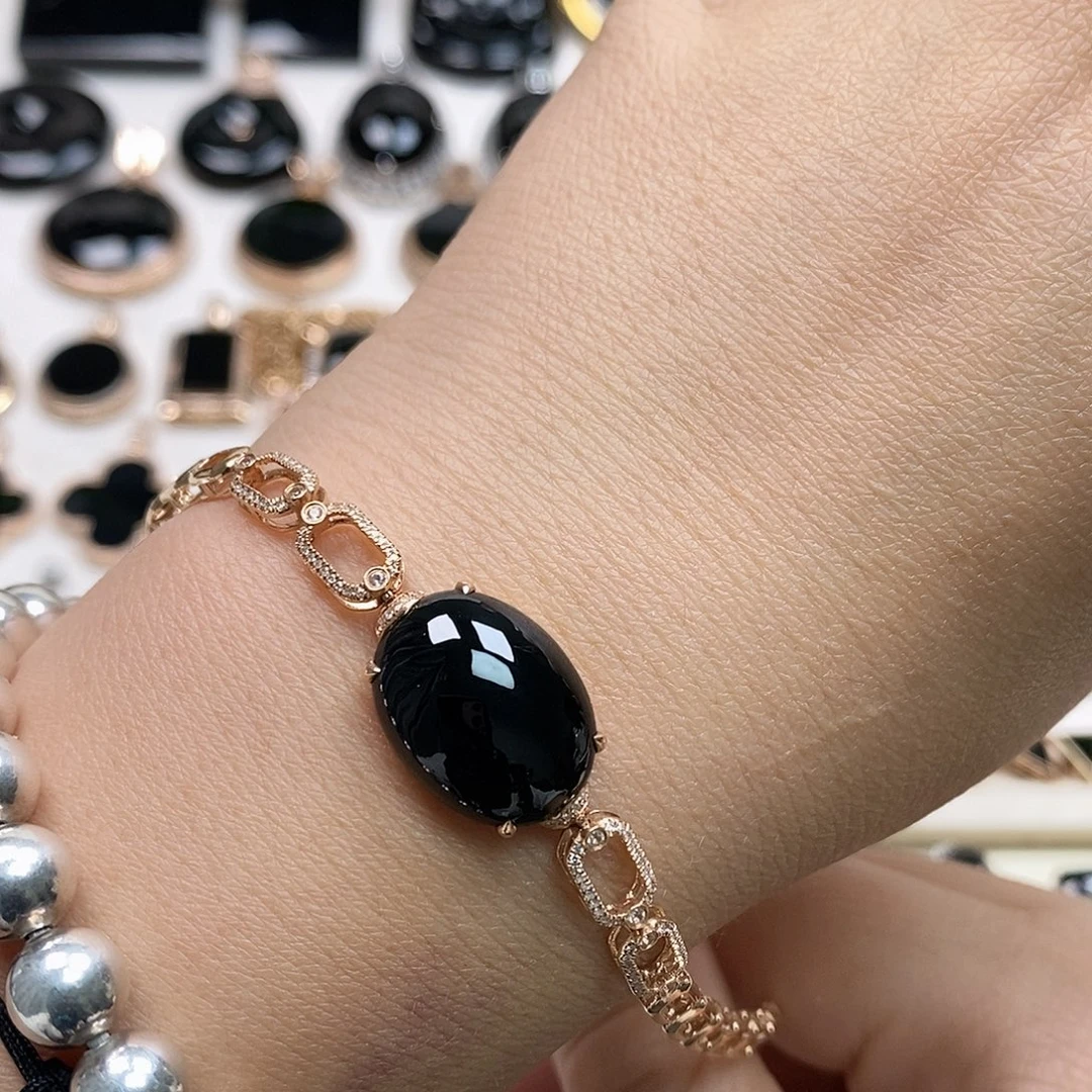 翡翠18K金镶嵌手链