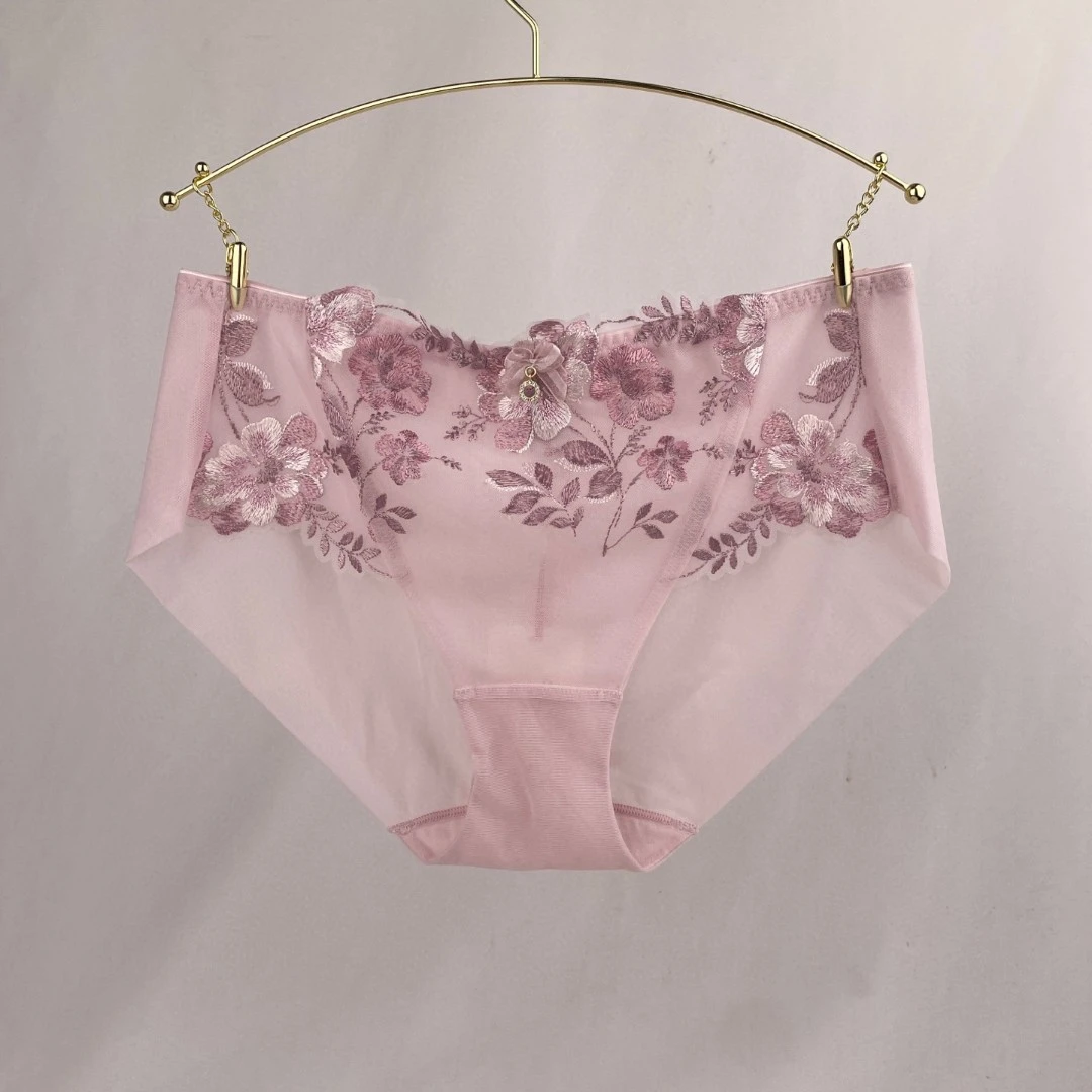 黛**中腰蕾丝无痕内裤舒适性感平角裤87-2181