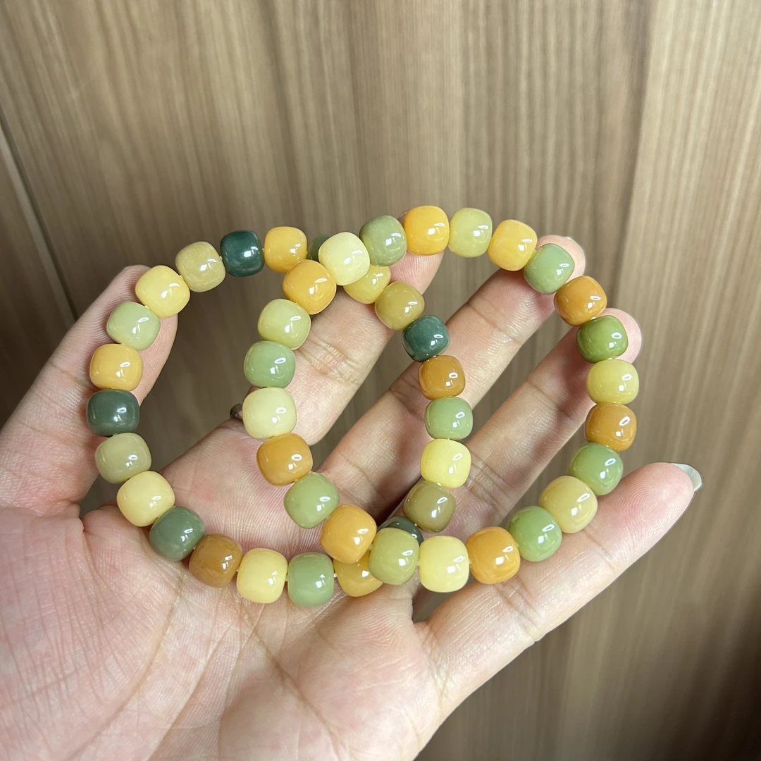 【小糖豆桶珠】9*10mm天然菩提根多宝色手串精工缅甸小料文玩绕指柔