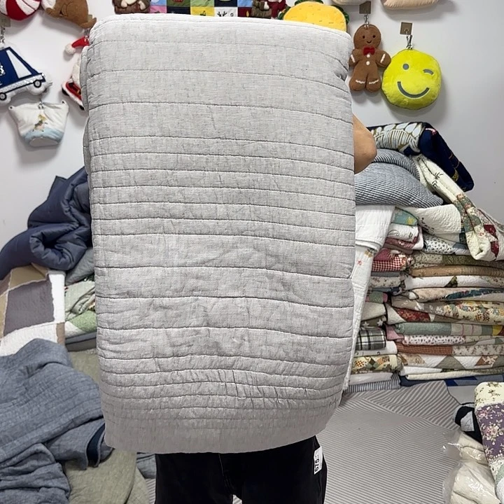 *****棉花灰色麻棉床盖223*234