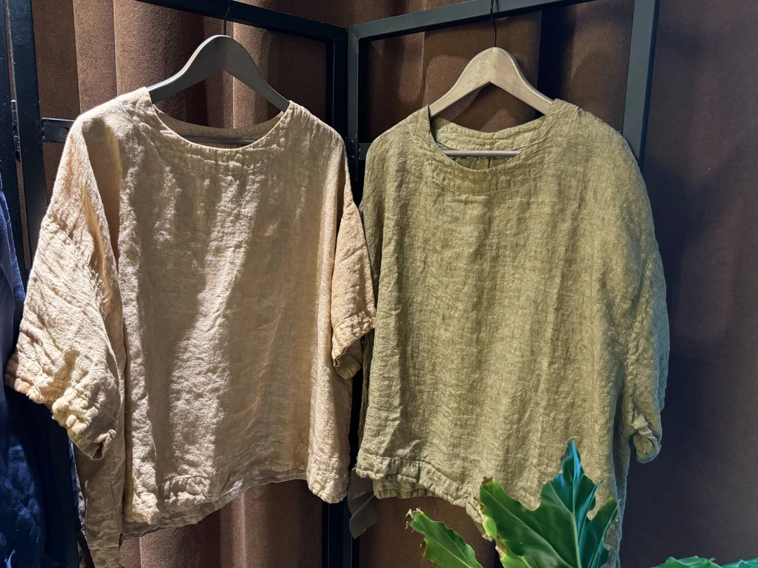 【古沐·雨露亚麻系列】夏季新款百搭套头纯雨露亚麻套头衬衫