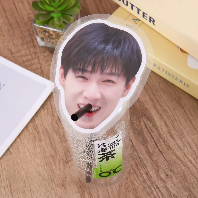 明星吸吸乐 食品级吸+铜版纸明星杯盖牌 24款明星人物