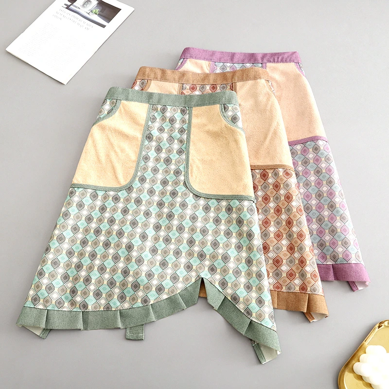 帆布半身围裙厨房家用防污耐磨做饭半截围腰洋气餐饮专用工作服女