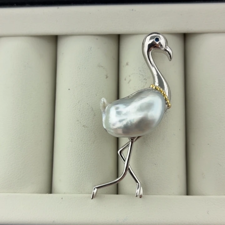 海水珍珠银S925镶嵌吊坠(不含链)