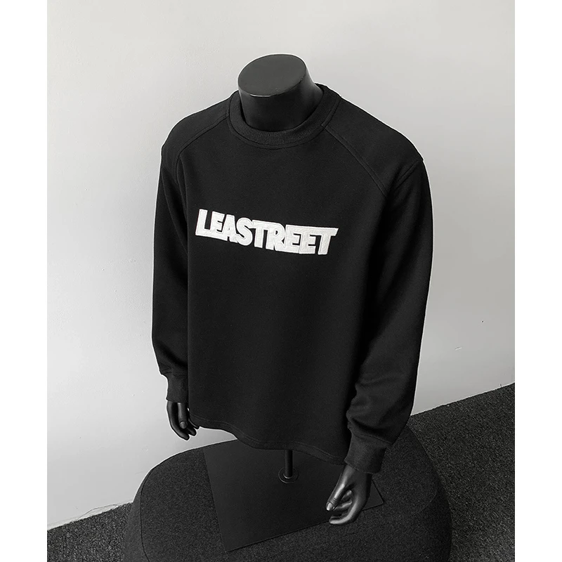 早秋贴布刺绣卫衣长袖男士cleanfit穿搭圆领百搭宽松高级感打底衫