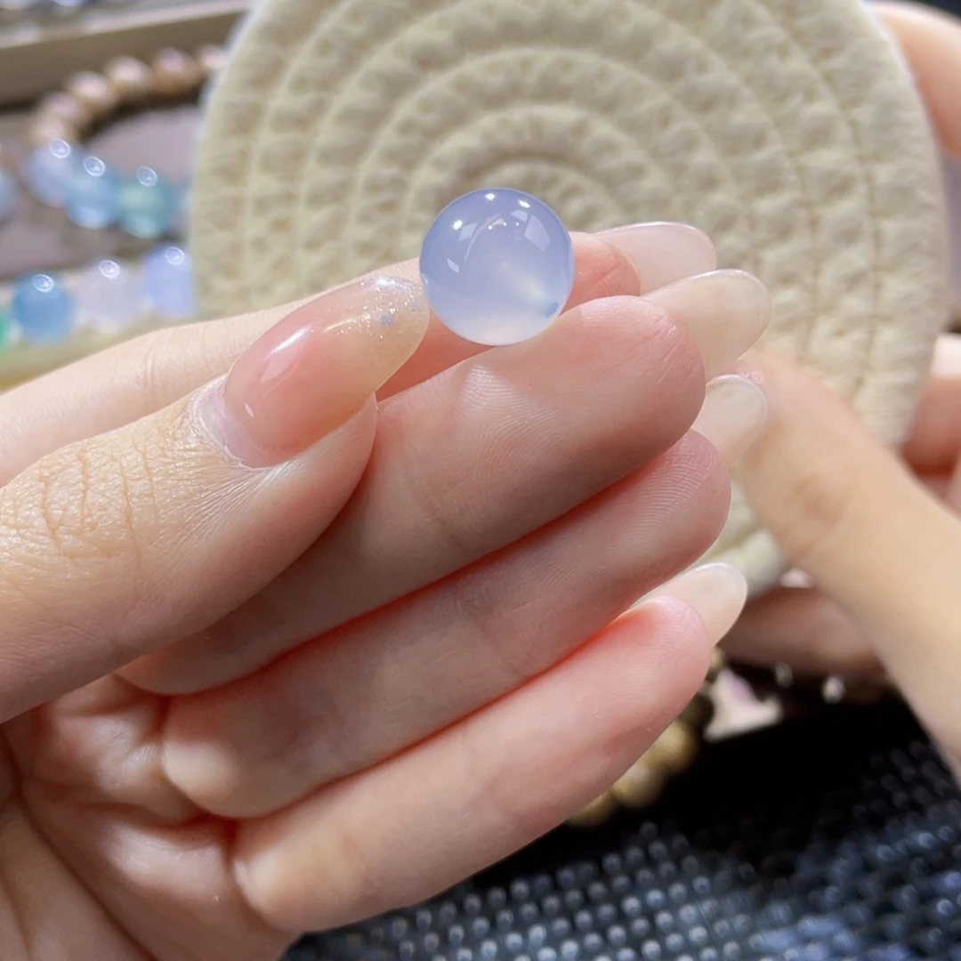 翡翠未镶嵌手链卡12.5粉紫