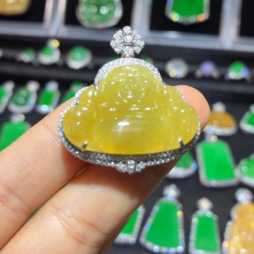 翡翠18K金镶嵌吊坠(不含链)翡翠