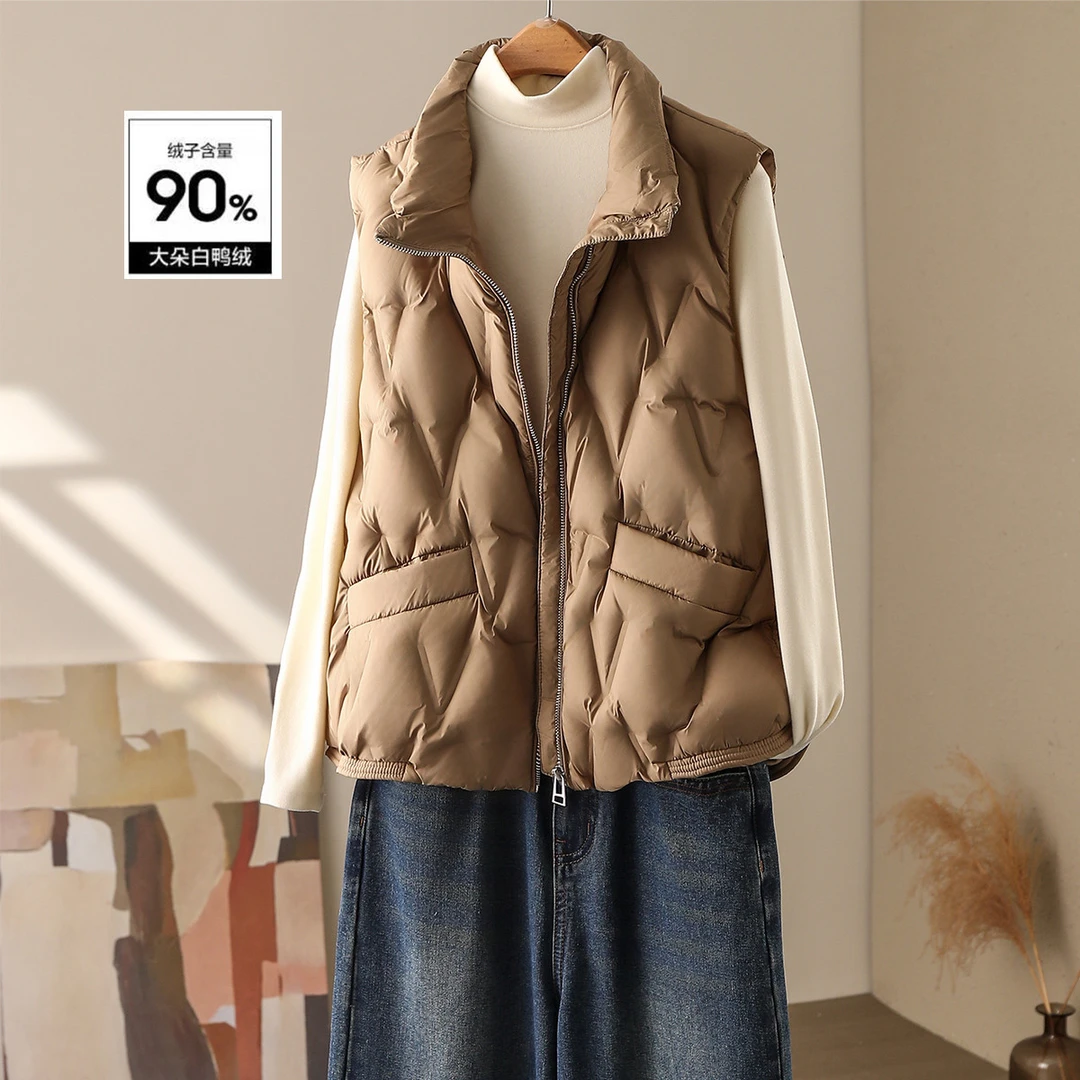 DYAYR133羽绒服马甲女立领90新国标白鸭绒冬装马甲