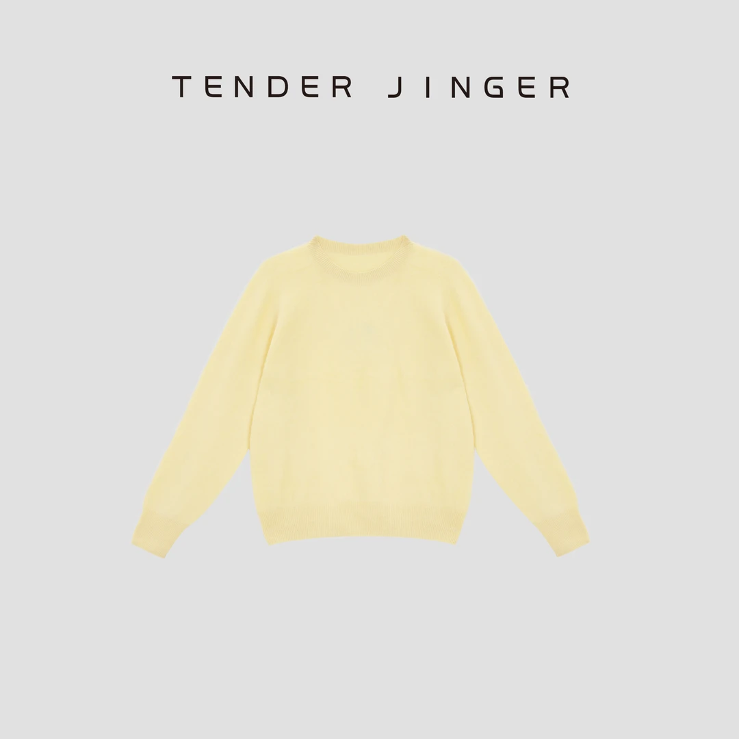 Tender Jinger羊绒羊毛混纺拉毛圆领针织套头衫T54DWF41272