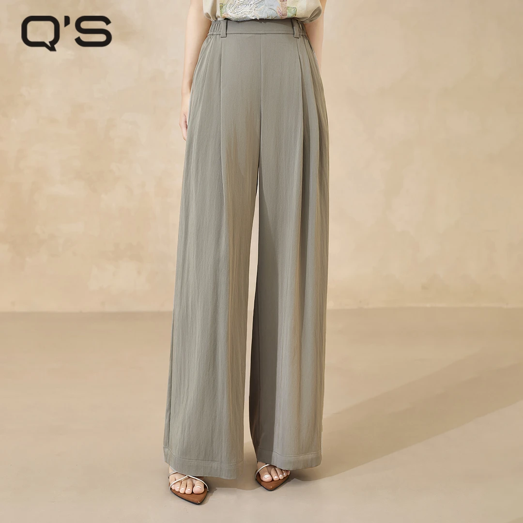 秸熙秋季新款气质通勤纯色休闲裤设计感倒褶慵懒阔腿裤5AX313