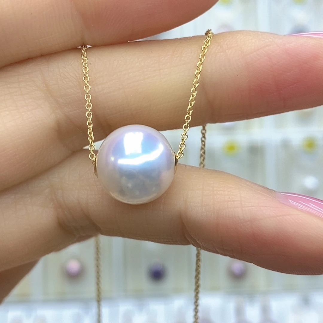 淡水珍珠18K金镶嵌吊坠(赠链)