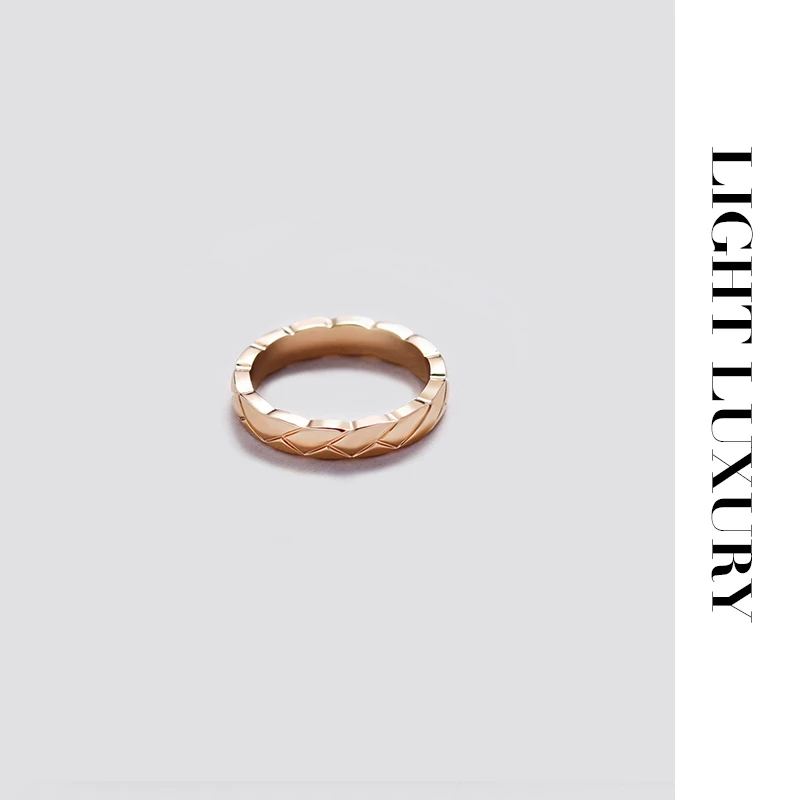 合金戒指 511 V金 4MM 小香  菱纹格 窄版 光面 戒指 女