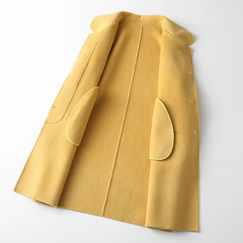 时尚双面羊毛大衣中长款翻领显瘦呢外套