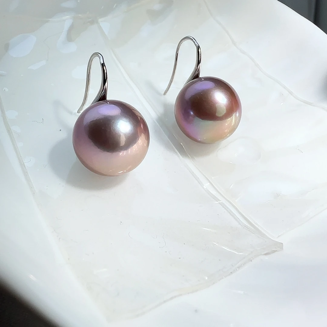 耳饰银S925镶嵌淡水珍珠