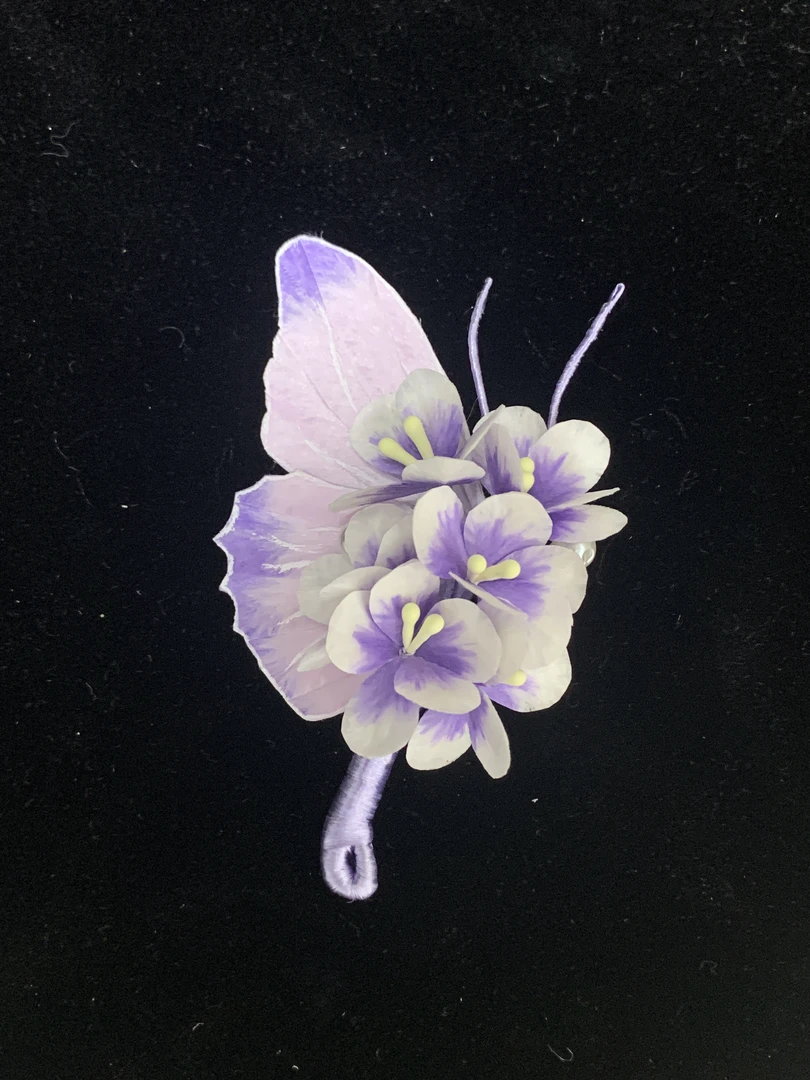 非遗绒花 蚕丝线 原创设计紫色渐变蝴蝶 发簪 发夹 均可
