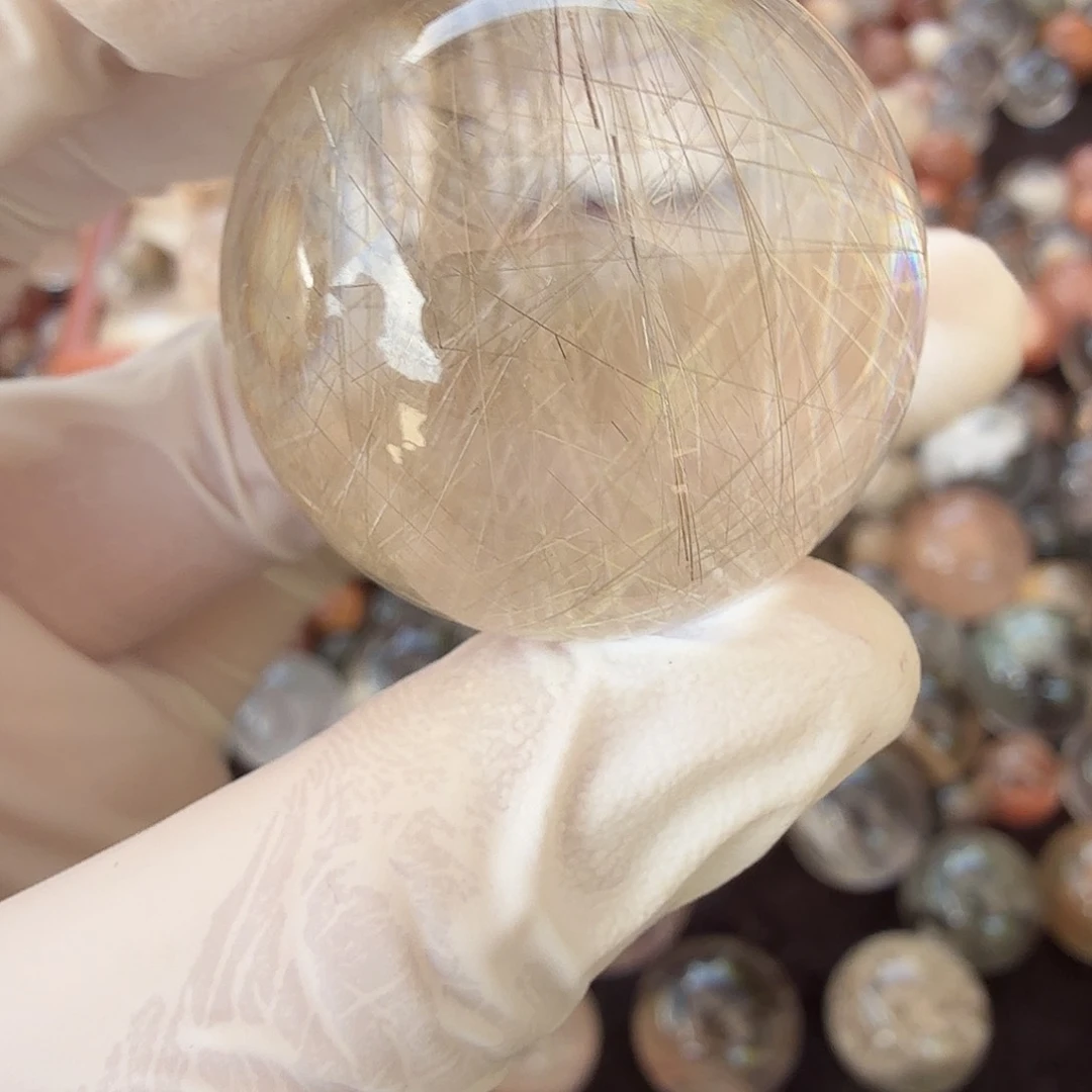 蜜****水晶珠宝半成品未镶嵌银发晶30mm定制不退换