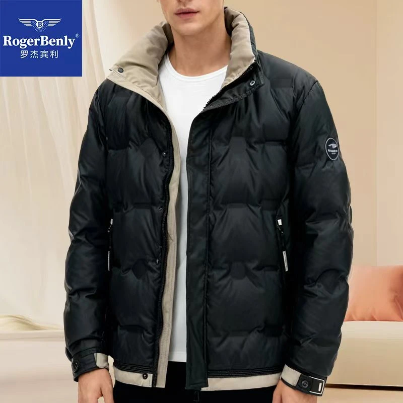 罗杰宾利高端男士时尚潮流休闲羽绒服加绒加厚外套876608