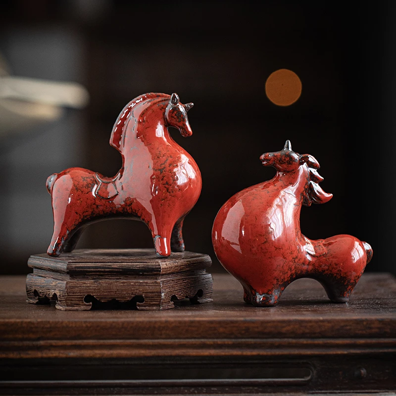 新中式陶瓷马摆件小号创意生肖马客厅办公室桌面装饰品摆设