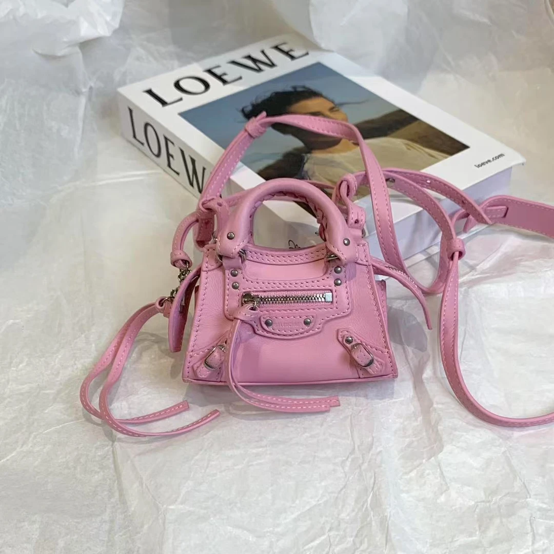99新 Balenciaga/巴黎世家 壹臻/粉色机车包超mini 15369593