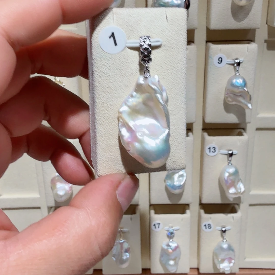 菜***菜淡水珍珠银S925镶嵌吊坠(不含链)