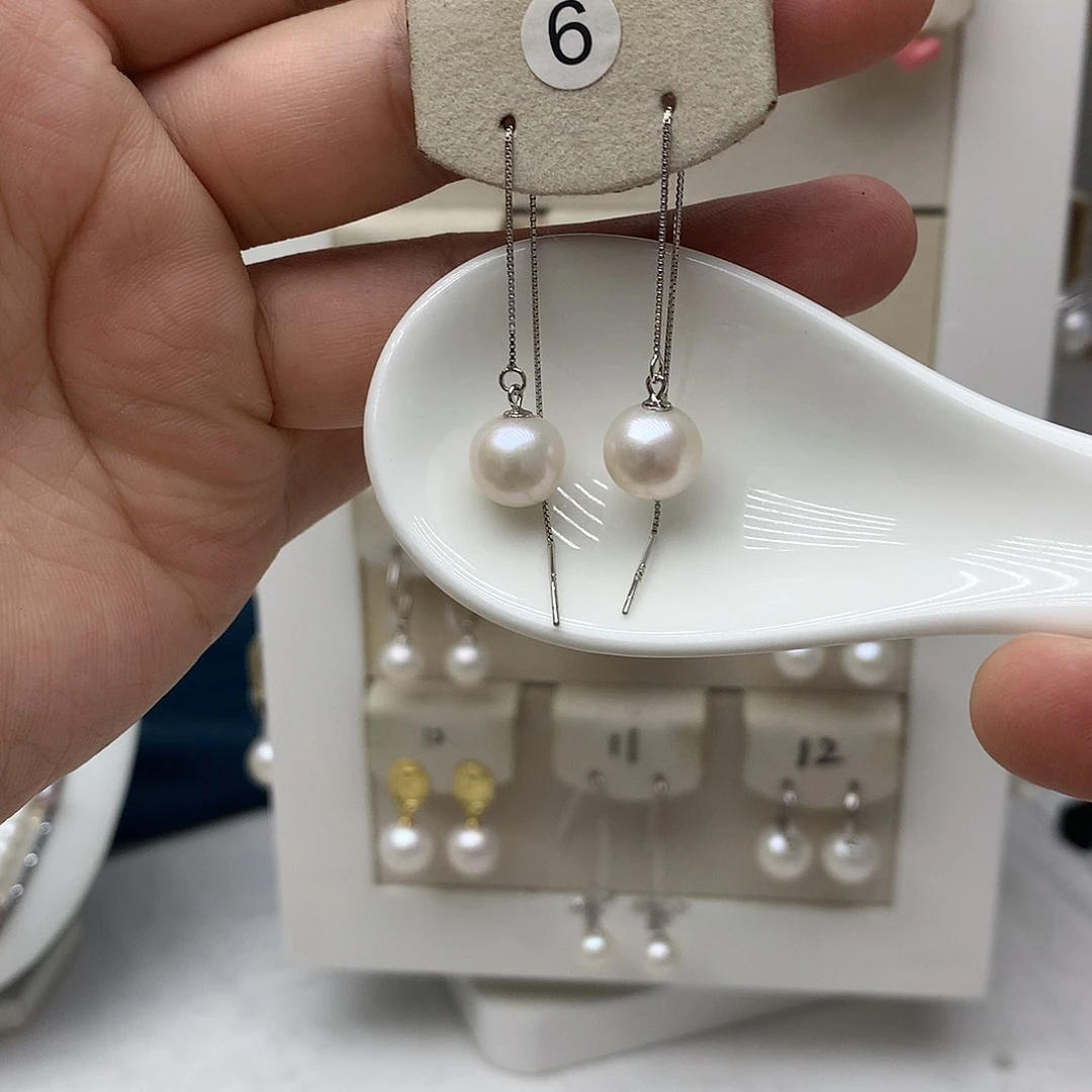 银S925镶嵌淡水珍珠耳饰
