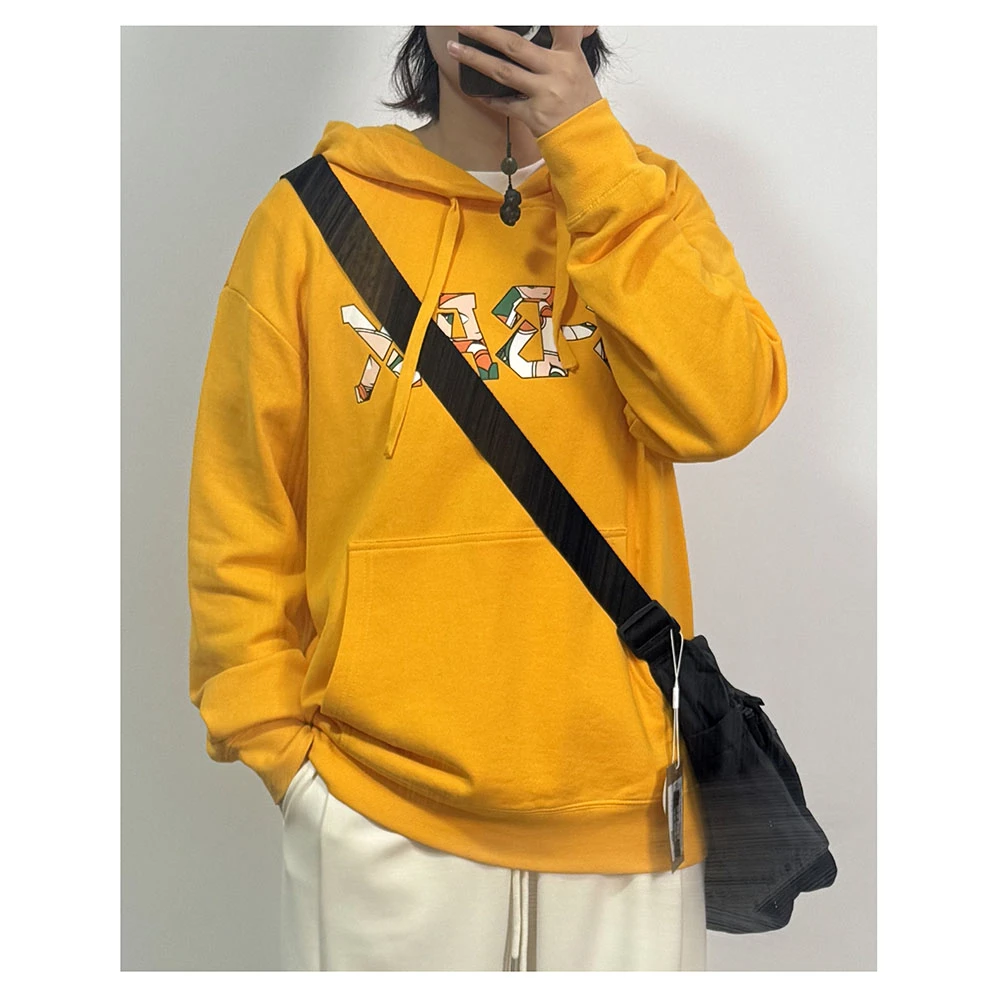 W155 秋冬新款宽松毛圈印花字母连帽长袖套头卫衣男女同款