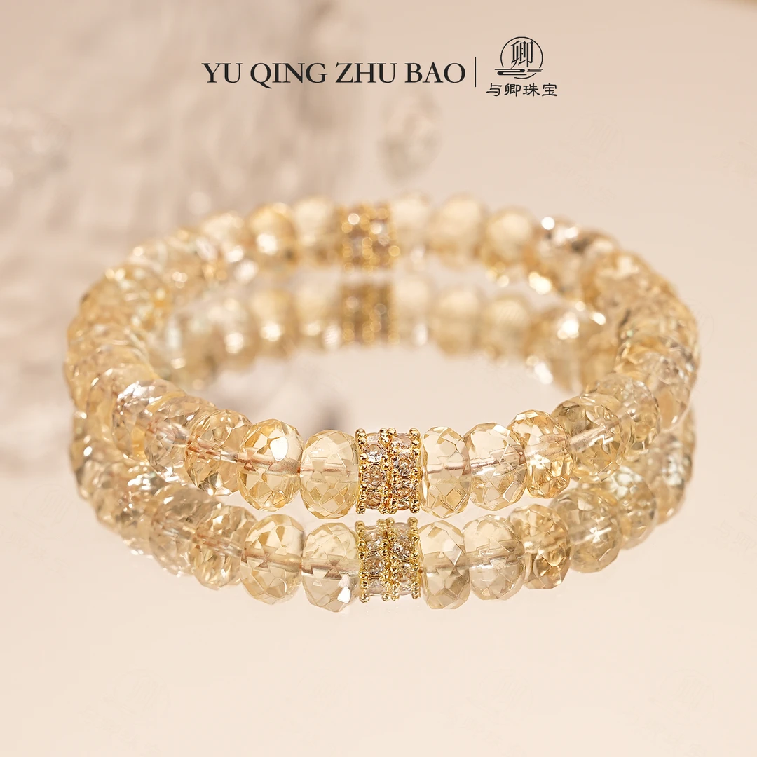 【金魄流光】与卿珠宝亲研设计 8mm刻面黄水晶 水晶手串