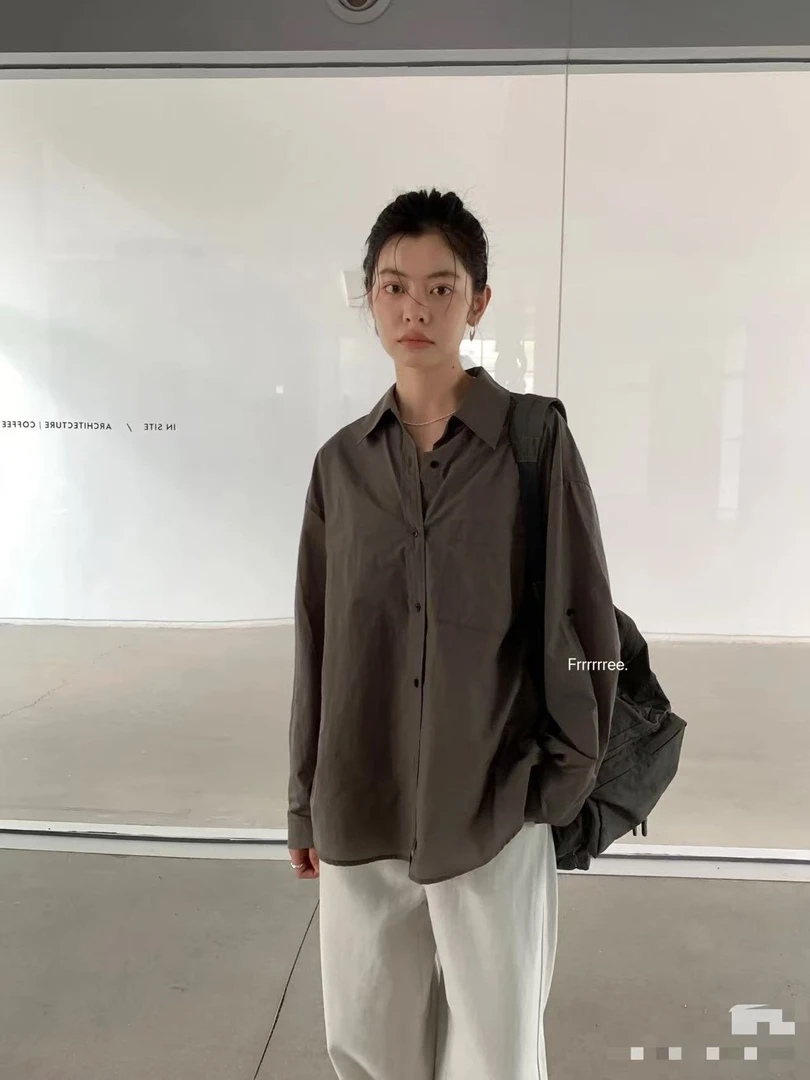 韩版2025秋季新款舒适百搭衬衫女通勤风宽松显瘦翻领上衣13排9C02