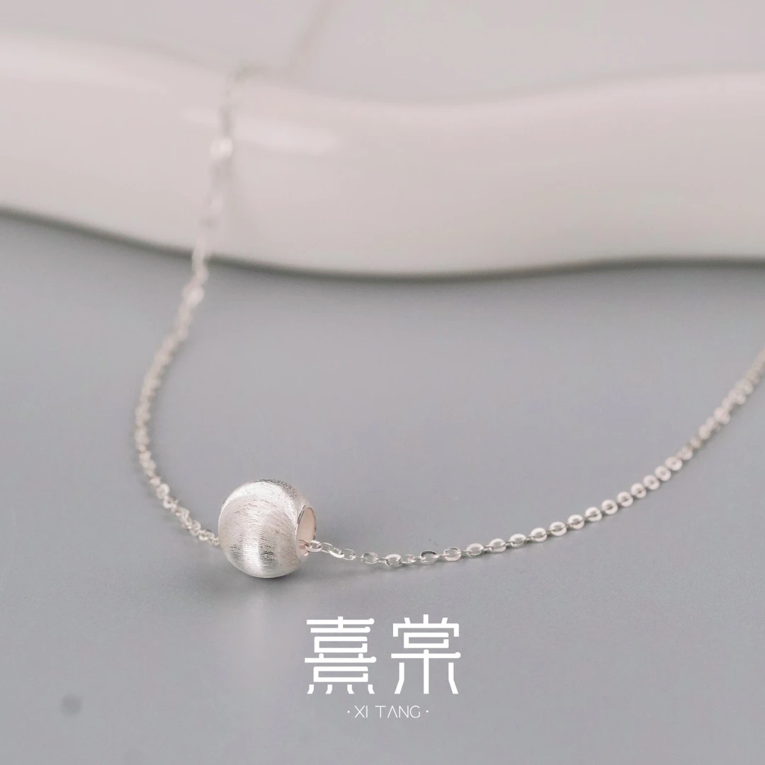 坠链均925银 熹棠纯银明眸项链拉丝猫眼锁骨链饰品小众设计高级感