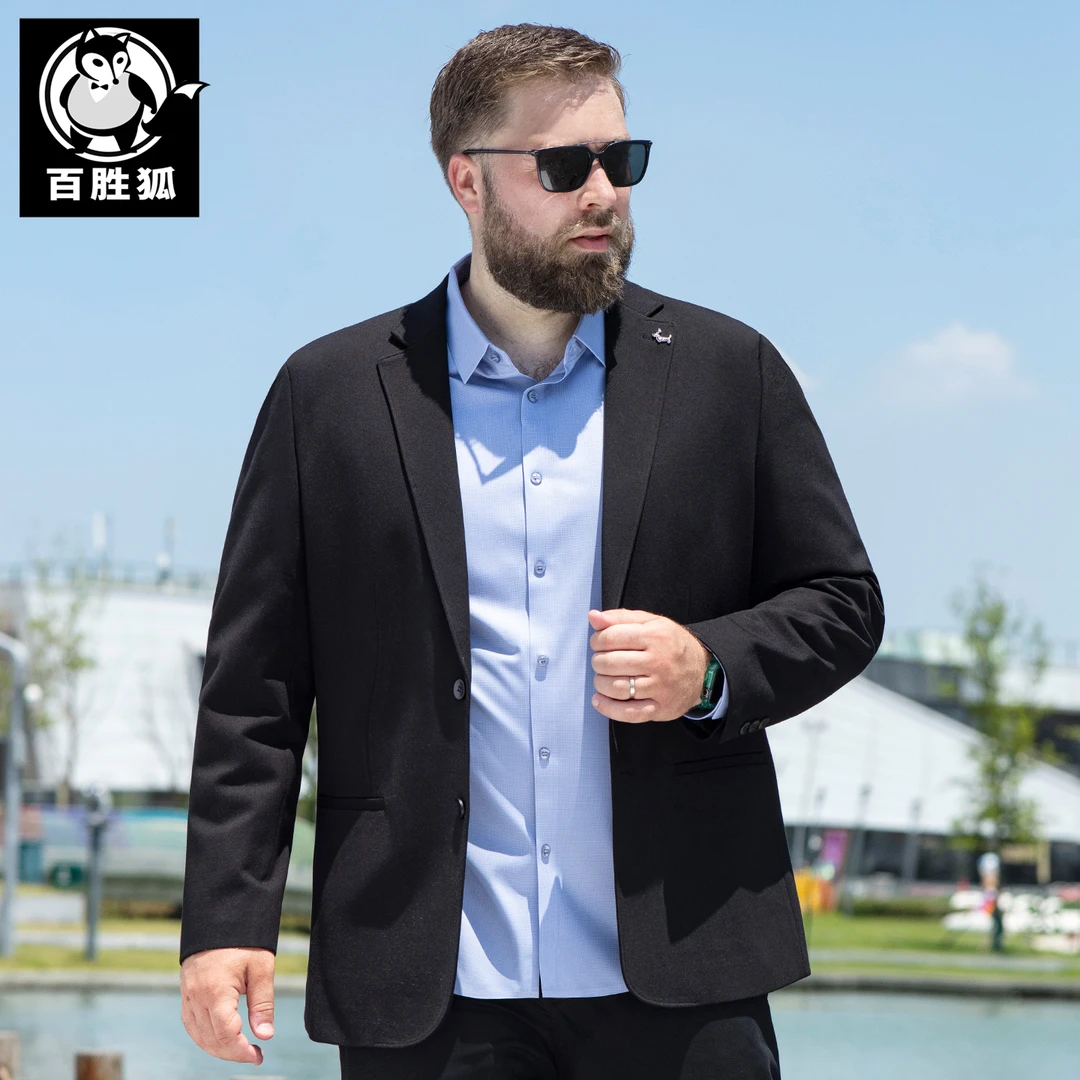 加肥男装西服上装常规款大码四季通用商务春秋西装领秋季上衣宽松