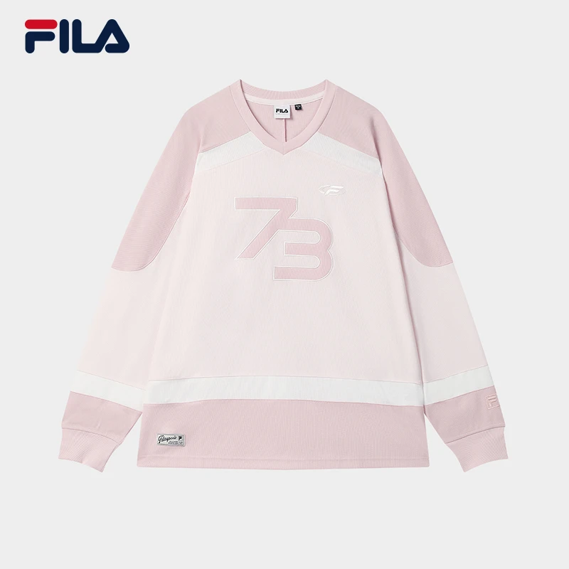 FILA 斐乐官方情侣款针织长袖衫2025秋季新款时尚休闲宽松拼色长T