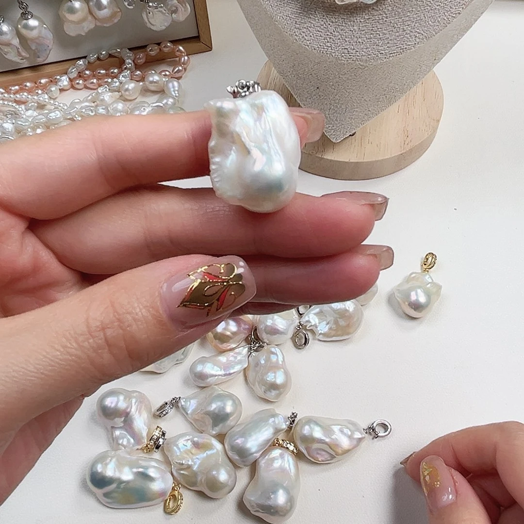 吊坠(不含链)银S925镶嵌淡水珍珠