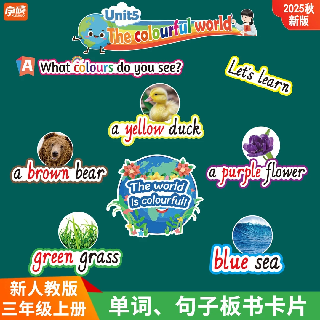 2025新版PEP人教三年级上册小学英语单词句子卡片教师公开课板书