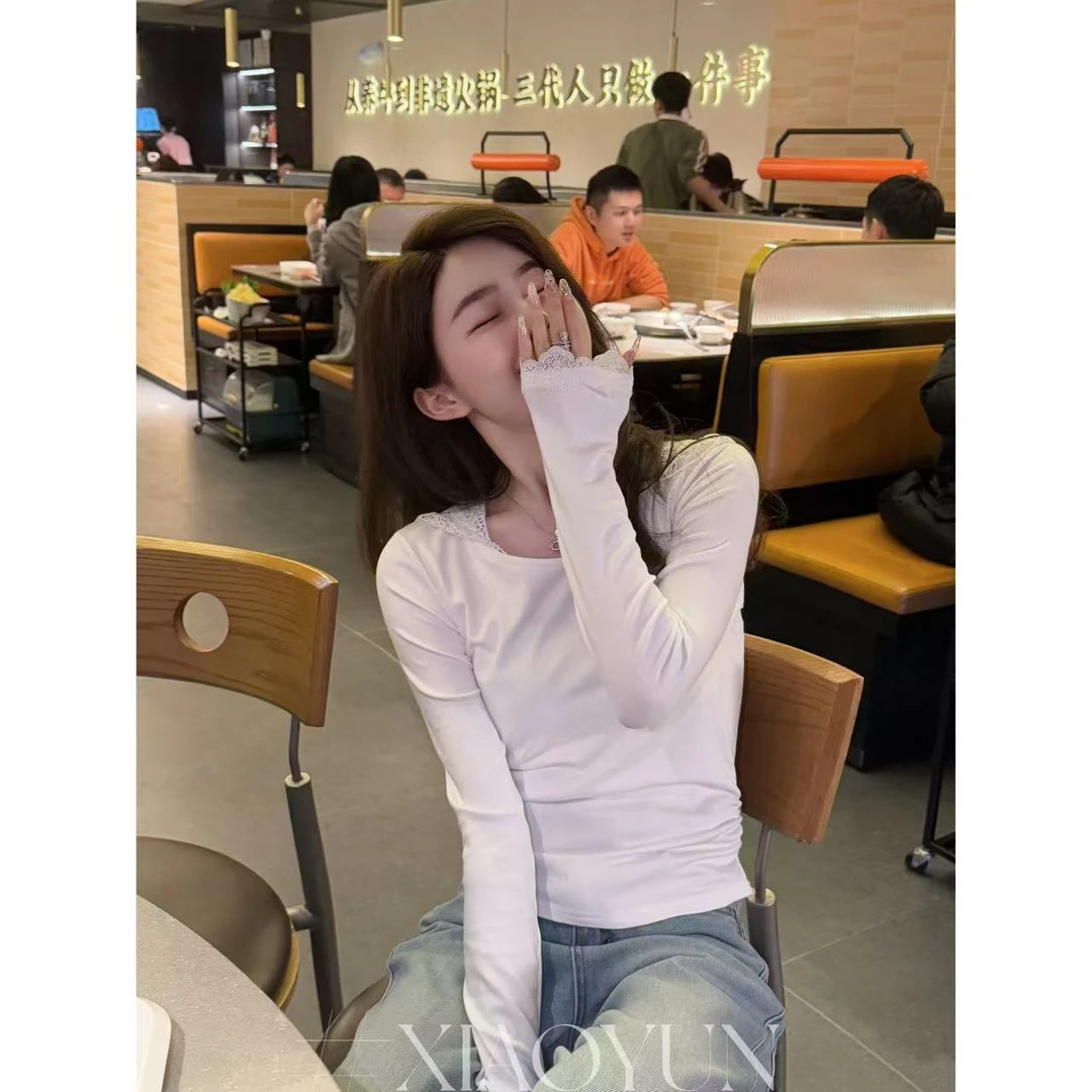 蕾丝边连帽上衣 小允姐姐2025新款时尚气质高级蕾丝边连帽上衣