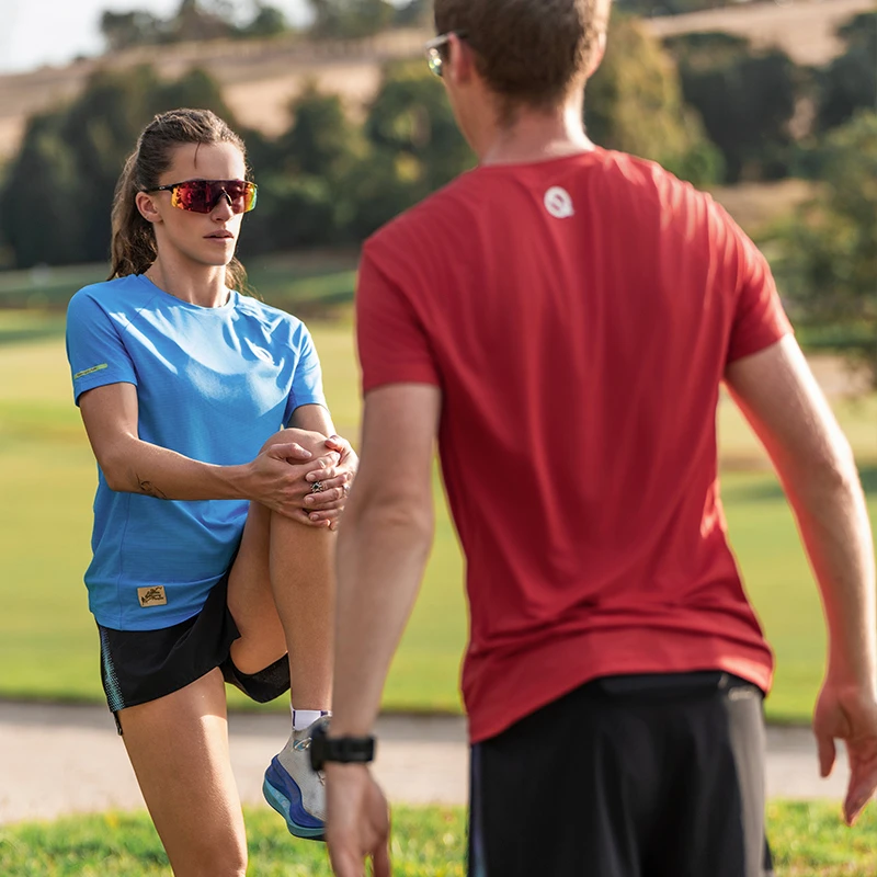 轻功呼吸方格圆领速干短袖 轻薄T恤跑步透气训练t恤排汗快干户外