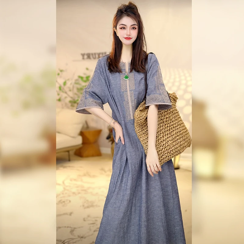 【Linda姐高端线】新款时尚气质休闲宽松连衣裙长裙AA5LCX2075