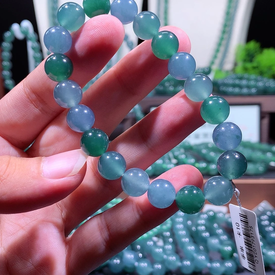 翡翠未镶嵌手链天然a货翡翠手串9.8