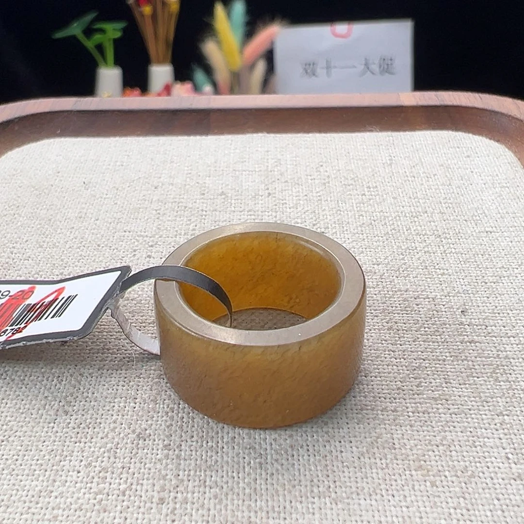 和田玉（糖玉）未镶嵌戒指K109深糖直切15.7 不退换