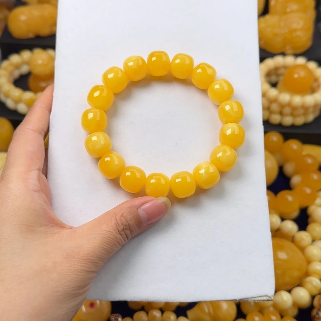 蜜蜡未镶嵌颈饰浓蜡橘白花同料14