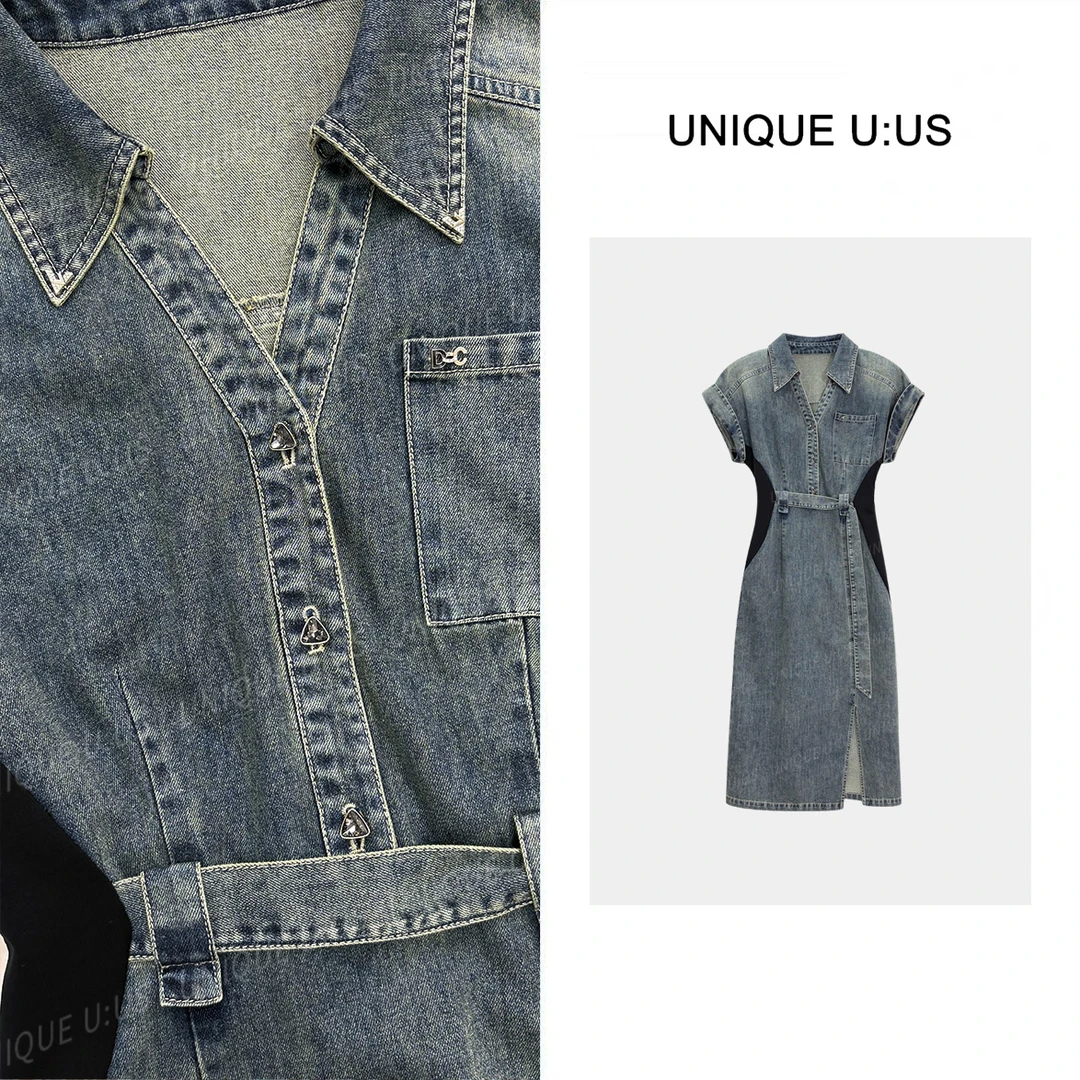 【TangTang·Studio】怀旧巴黎牛仔收腰气质连衣裙-251681