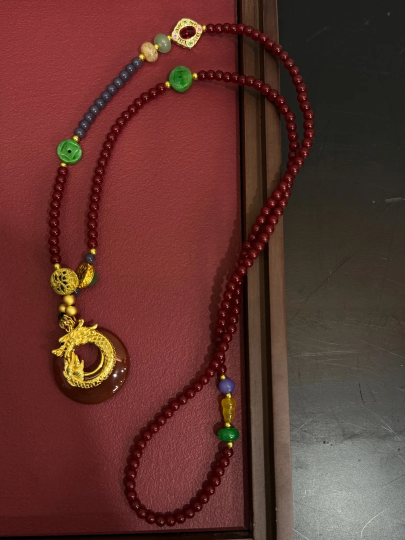 铜合金仿珍珠项链 新中式盘龙时尚质感古风贵气项链