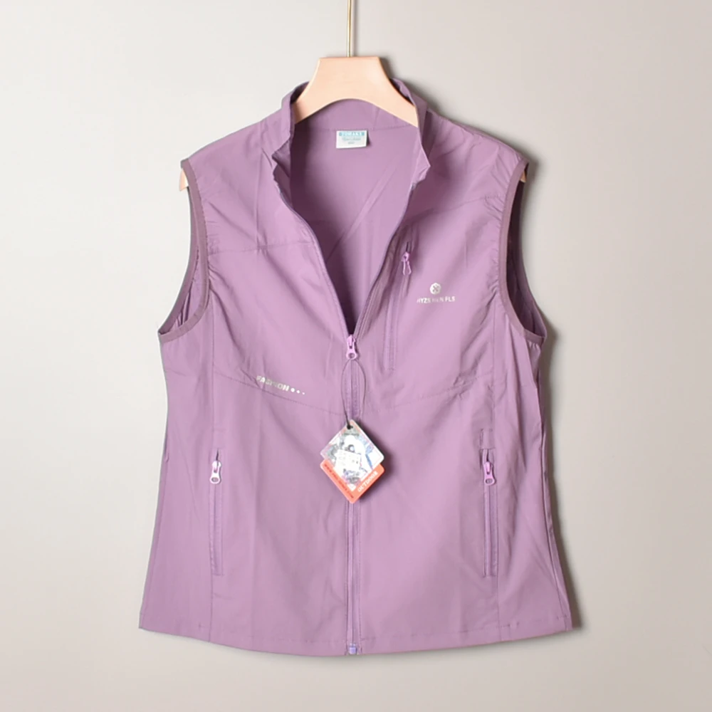 背心女春夏薄款坎肩骑行多口袋上衣亮色防晒运动马甲女外穿女款